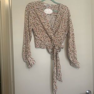 Cropped faux wrap top